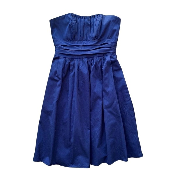 Davids Bridal Strapless Pleated Bridesmaids Cocktail Dress Navy Blue Size 4 - Picture 1 of 6